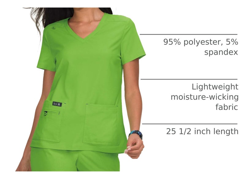 KOI Basics Becca Women's 4-Pocket Stretch Scrub Top Green Tea Medium - Image 3